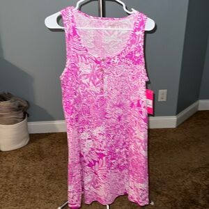 NWT Lilly Pulitzer pink and white Henley sleeveless dress. Size L